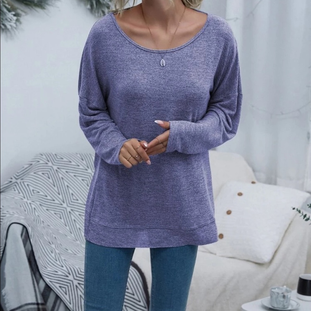 Twist back drop shoulder top - Picture 4 of 15